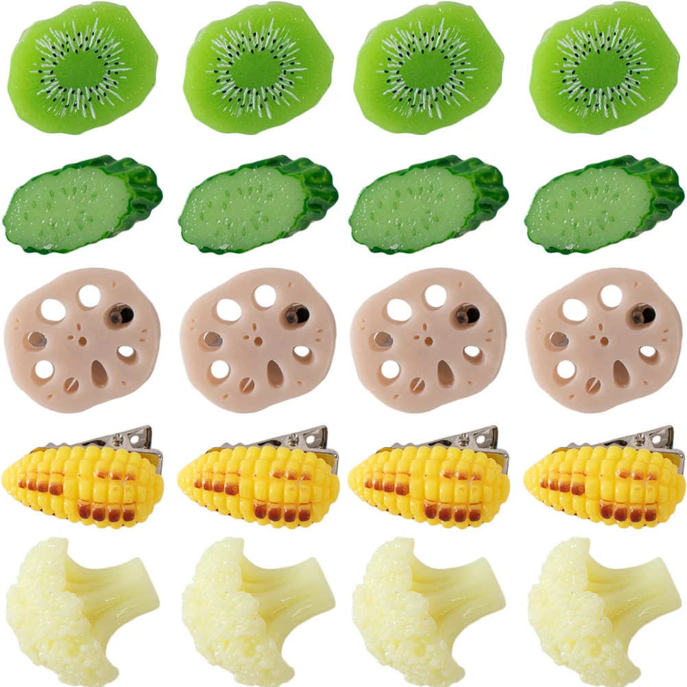 

20Pcs Vegetable Fruit Hair Clips Lovely Novelty Hairpins Lightweight Hair Barrettes for Girls Women Daily Party Accessories