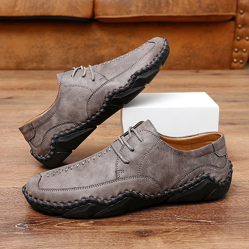 Handmade Leather Men Shoes Casual Brand Mens Loafers Moccasins Fashion Breathable Slip on Driving Shoes Sneakers Plus Size 38-48