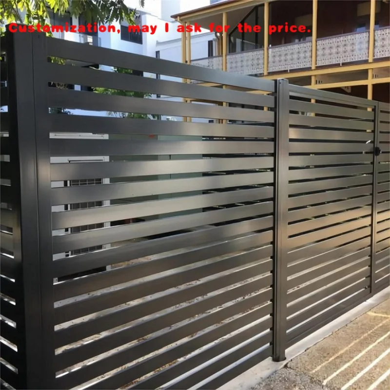 

custom.Custom Size Color Semi Privacy Fence Easily Assembled Aluminum Slats Fence with Spacer