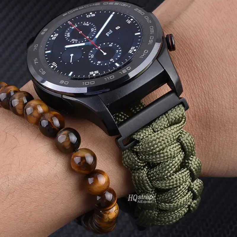 20mm 22mm Watchabnd pleciony pasek do Samsung Galaxy zegarek 42mm 46mm Watch3 41mm 45mm pasek do Huawei Watch nylonowa bransoletka sportowa