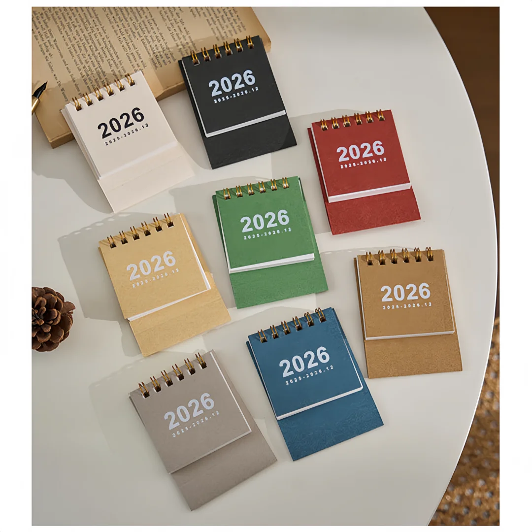 2026 تقويم مكتبي صغير بسيط - تقويم حلزوني إبداعي لتزيين سطح المكتب والقرطاسية المكتبية