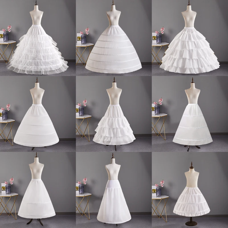 

Wedding Gown Petticoat White 6 Hoops A-Line Floor Length Gown Underskirt Crinoline Luxury Clothes Women's Skirts For Women 2024