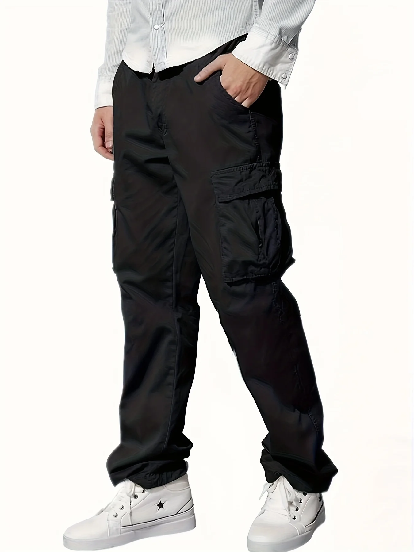 قماش منسوج جديد رائج البيع بلون سادة مخزون غير رسمي للشباب العادي ملابس عمل غير رسمية فضفاضة مستقيمة برباط متعدد