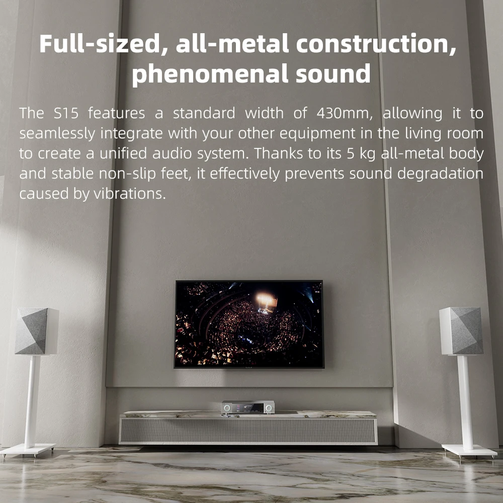 FiiO S15 Desktop Hi-Res Audio Music Streamer, Android 12 Snapdragon 660, AKM DAC AK4191+AK4499EX, 7.84-inch screen, HDMI/ARC DAC