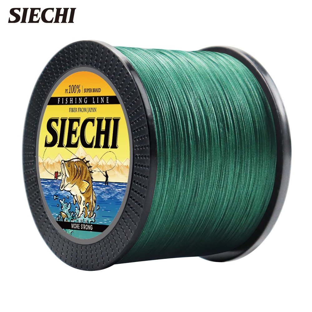 SIECHI-sedal de pesca trenzado de 4 hebras, línea de pesca de 4 hebras, multifilamento, PE, para carpa, 300M, 500M, 1000M, 4X, Japón