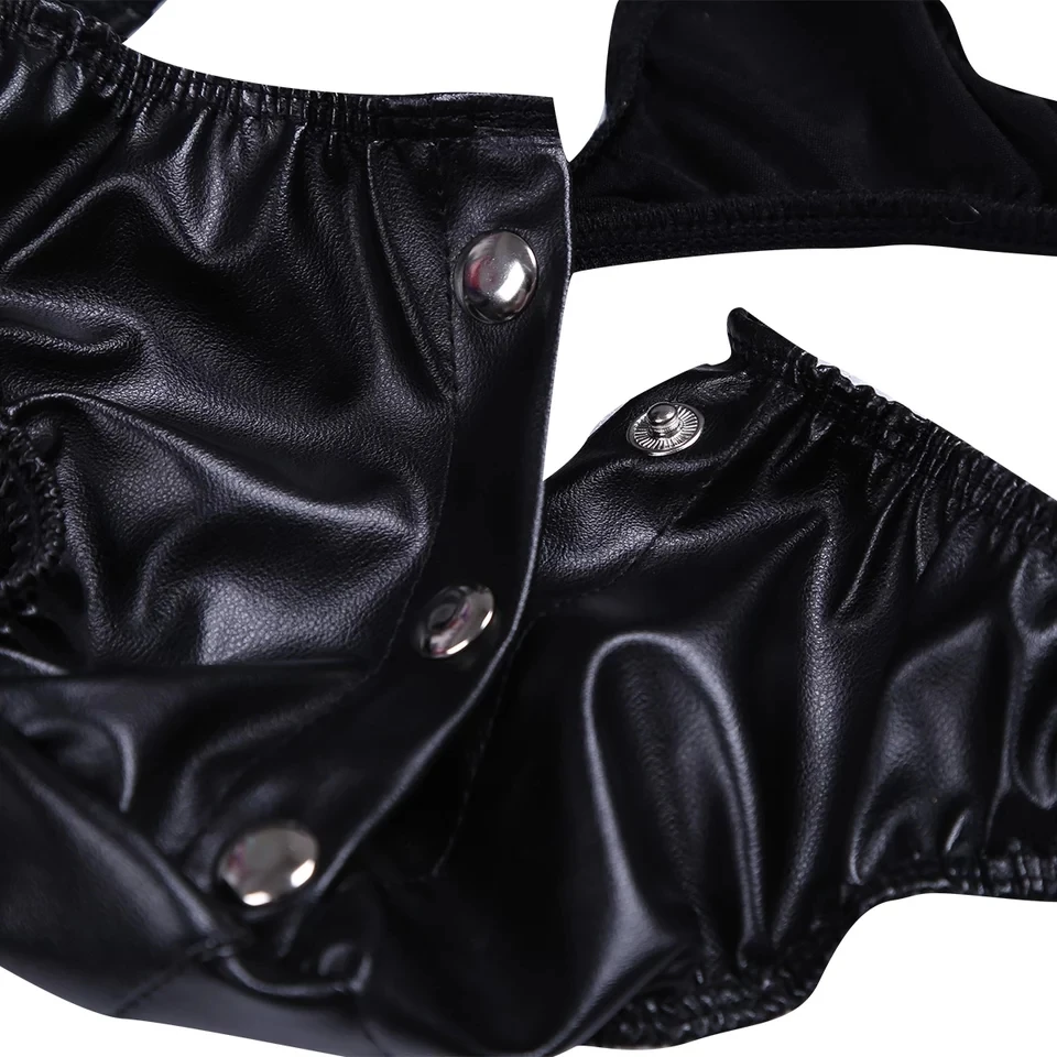 Mens Sexy Open Crotch Leather Short Pants For Sex Male Latex Shaping Brief Crotchless Hot Porn Bulge Pouch Sexy Bottom Underwear