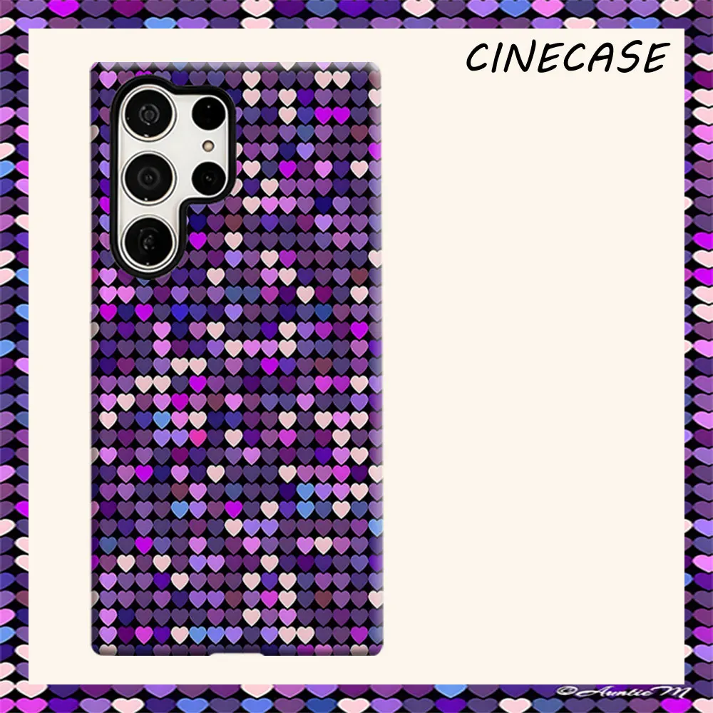 Multicolor Heart Grid For Samsung Galaxy S26 S25 S24 A56 A36 Dual Layer Luxury Fashion Full Lens Protective Case