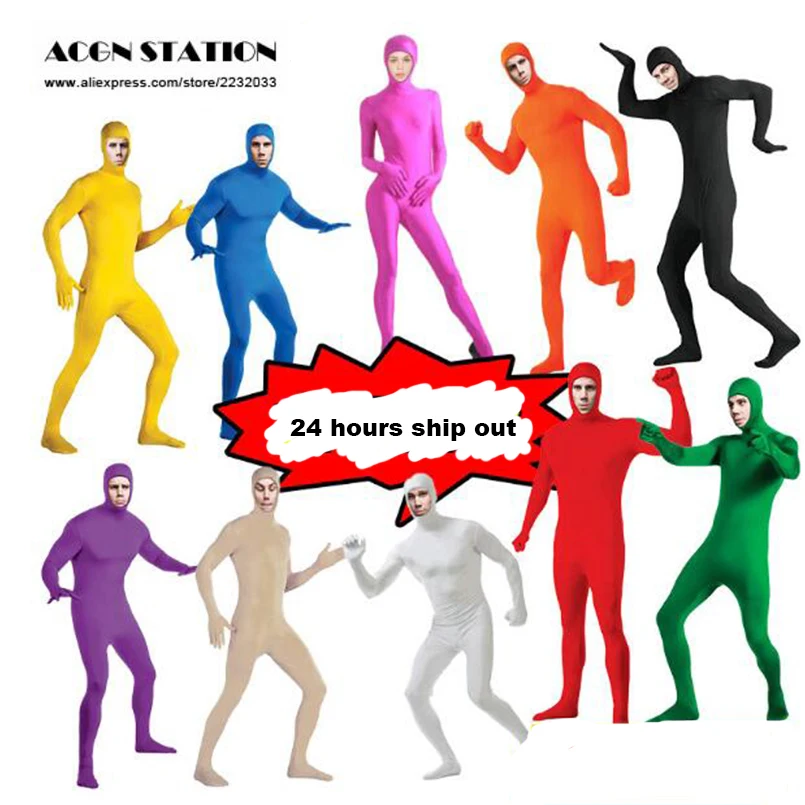 Terno multicolorido Zentai Open Face e Body, Catsuit Crotch com Zipper, trajes de festa personalizados, personalizados para plus size, frete grátis