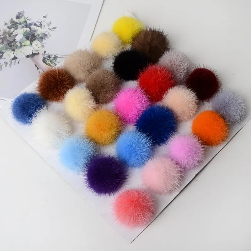 Mink Pompom 25mm 30mm 40mm 50cm Fur Balls DIY Pompon for Sewing on Knitted Keychain Scarf Shoes Hats Jewelry Crafts Accessories