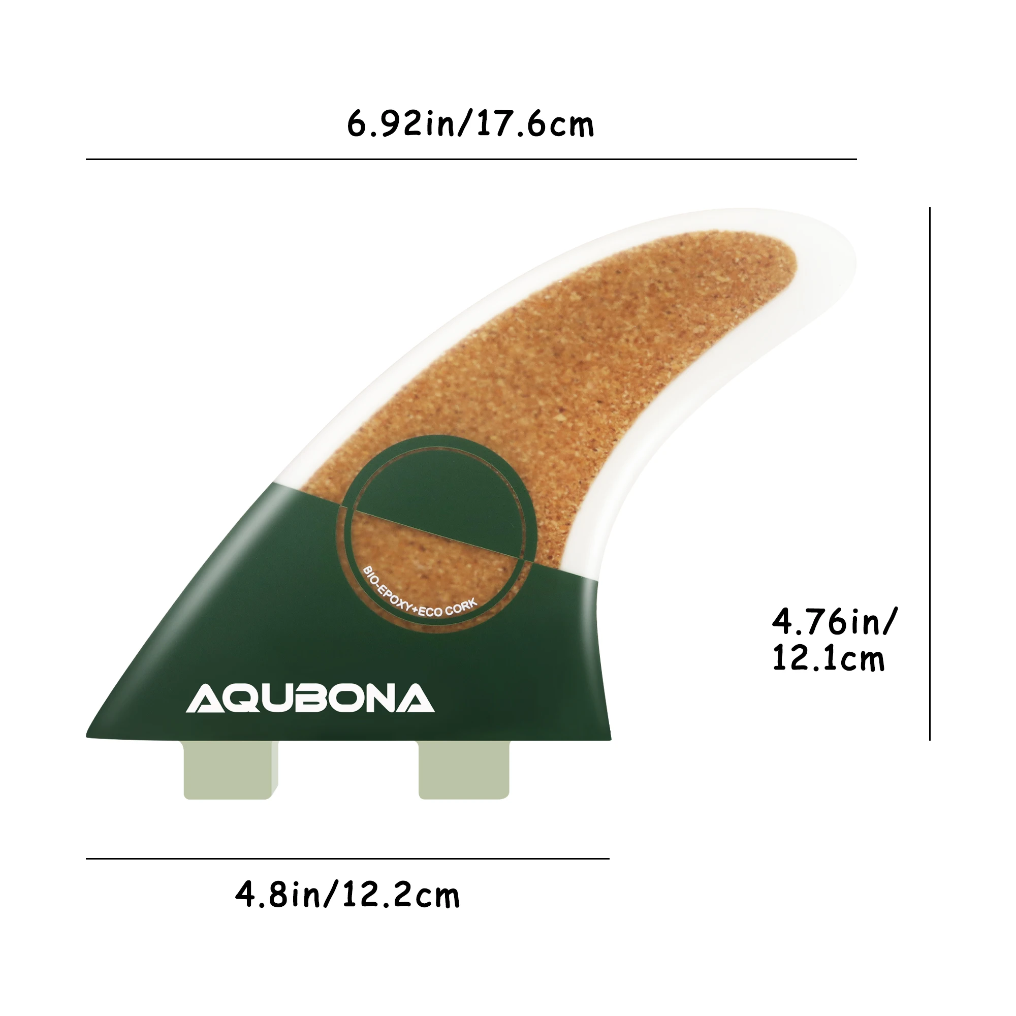 Surf Fins for Surfing, Single or Dual Tab II, AM2 Size, Tri-Fin Set, Fiberglass, with Fin Key Screw