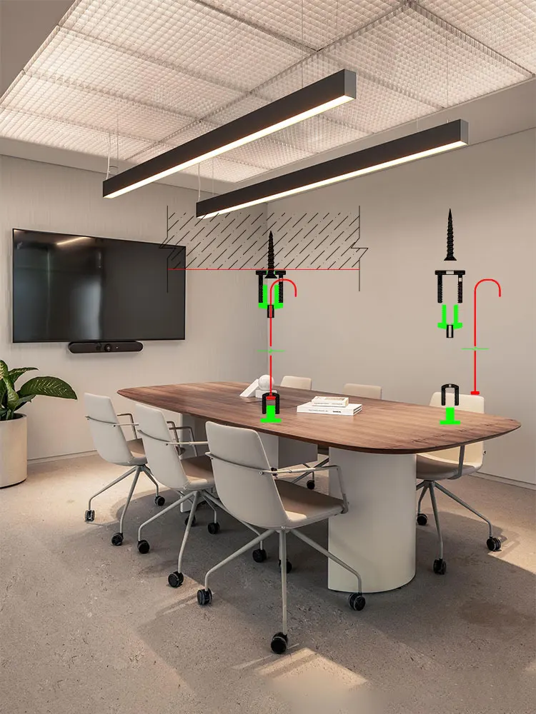 Linear Light Suspension Cable Single/Double Head 1m 1.5m 2m Ceiling Mounting Durable Steel Wire