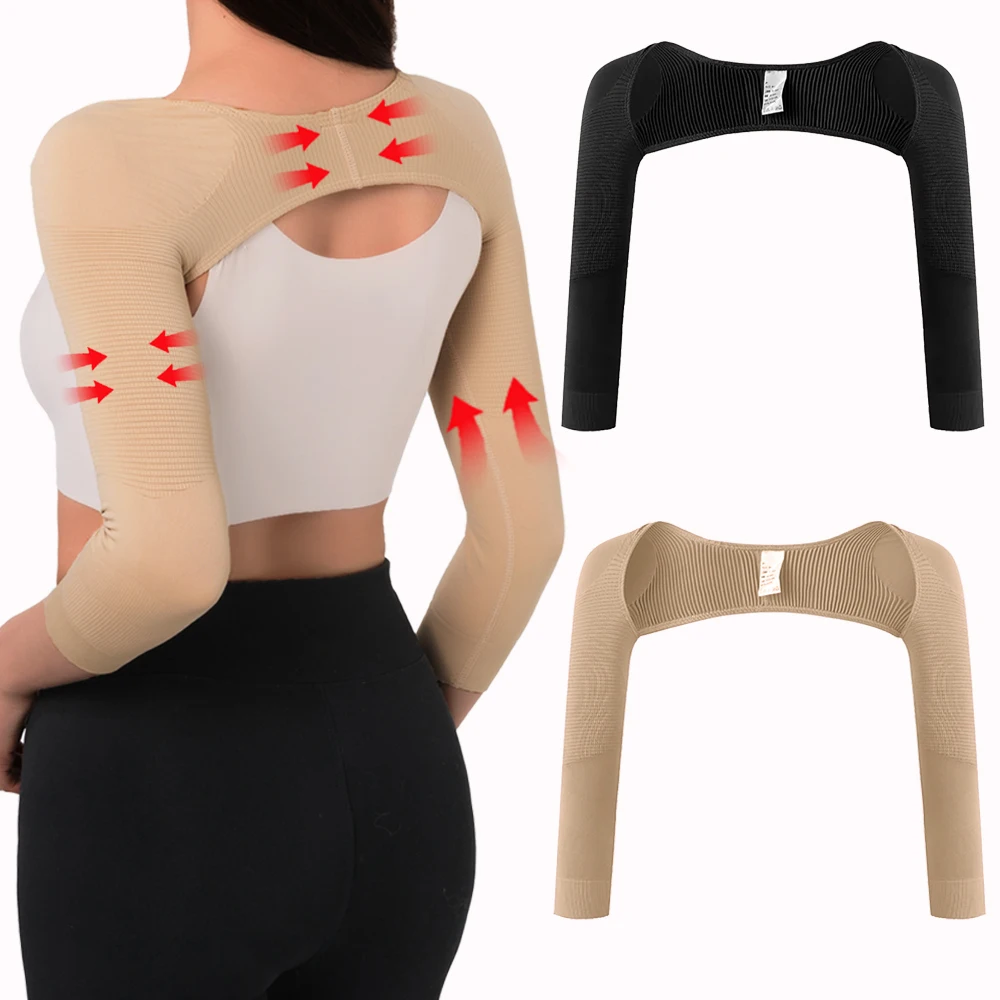 Damen-Formhose mit schlankmachendem Design, Rückenhaltungskorrektur, passgenauer Armformung, langen Ärmeln, verhindert Rundrücken, Armkontrolle, Shaper, Sport-Unterhemd