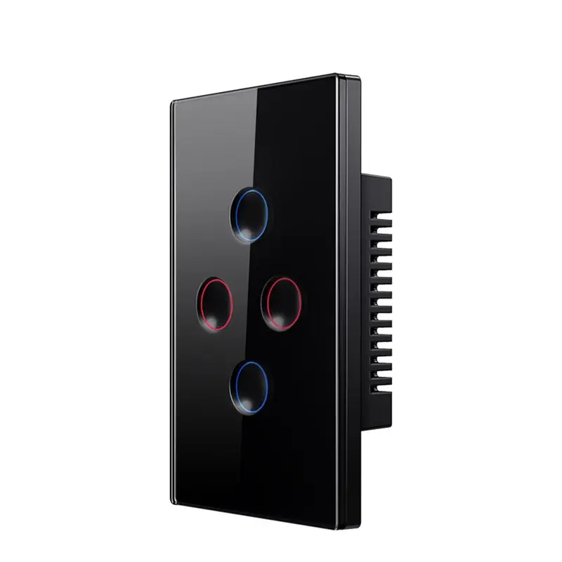 

AAAF Zigbee Black Smart Touch Switch 110-240V 2.5D Concave Style Zigbee3.0 Signal Repeater Work With Alexa Google Home 4 Gang