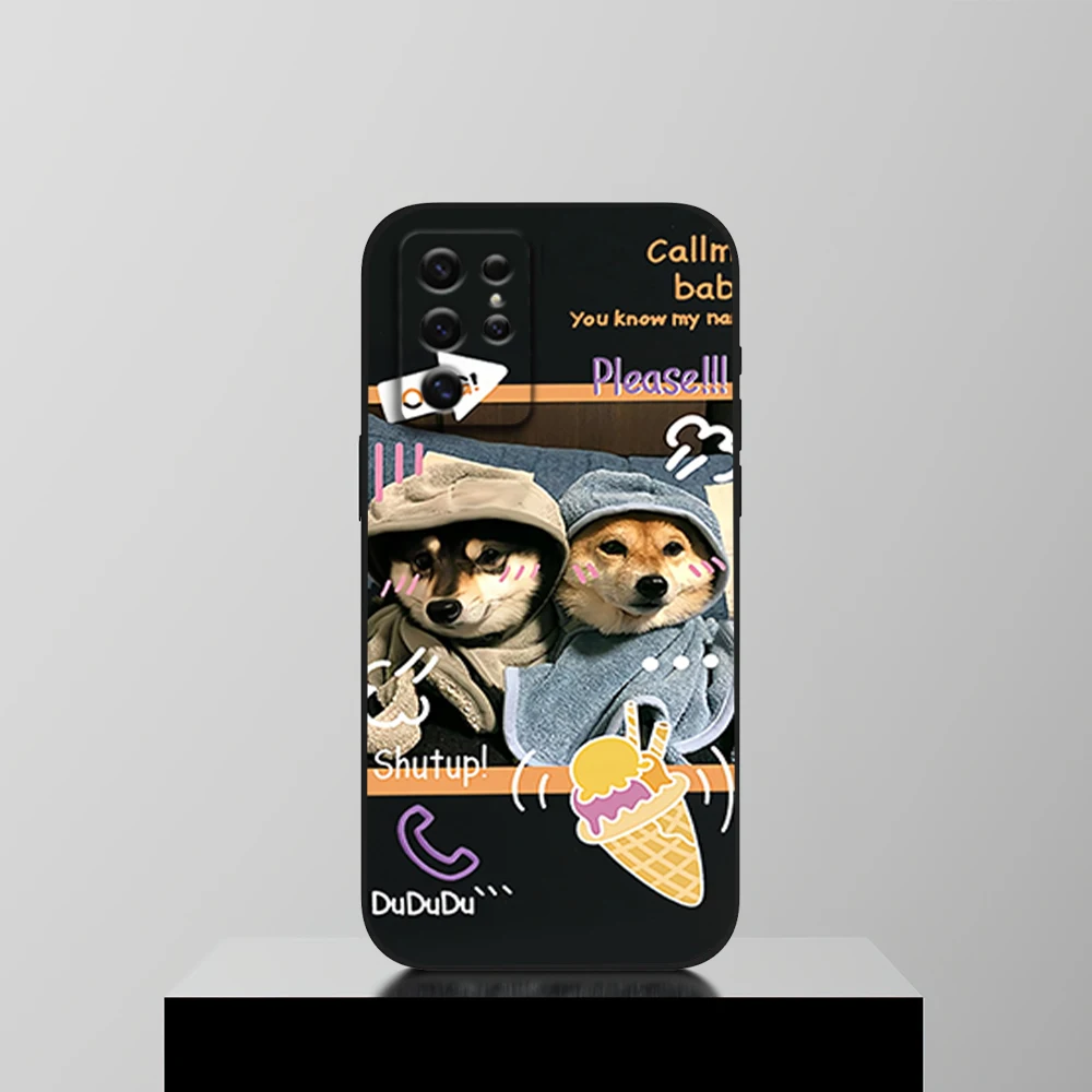 Puppy Brothers Funny Cute Dog Couple Phone Case For Samsung S22 S23 A73 A72 A71 A54 A53 E ULTRA Black Soft Shell