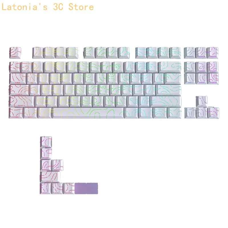 97-Tasten-PBT-Seitendruck, durchscheinende Tastenkappen für mechanische Tastatur-Tastenkappe X3UB – Detail 2