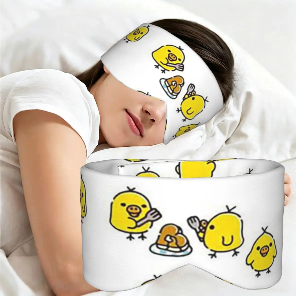 Cute Kiiroitori Pattern Rilakkuma sleep eye mask Light Blocking Portable Eye Cover for Girls Boys Travel Party Eyeshade eyepatch