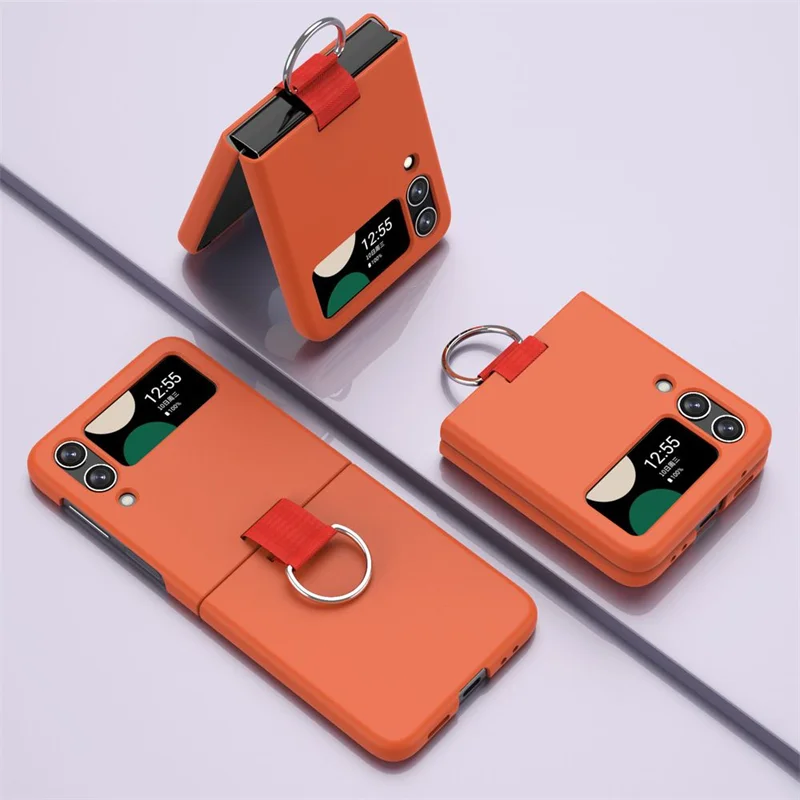 Luxury Matte PC Armor Finger Ring Grip Case For Samsung Galaxy Z Flip ZFlip 7 6 5 4 3 Zflip6 Zflip5 Zflip4 Zflip3 Candy Funda