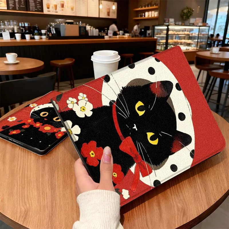 

Elegant Retro Cat Pattern For Honor Tab Tablet MagicPad 3 6 7 X8 V7 V8 8 9 X9 X8a X9a 10 Pro Inch 2020 2021 Tablet Case