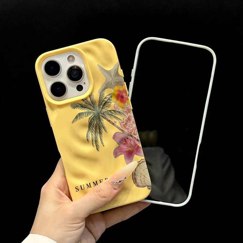 Sommerliche Küstenästhetik Handyhülle für iPhone 17 16 15 14 13 12 11 Pro Max 14 Plus 17 Air Falten-Wellen Weiche Silikonhülle – Detail 6