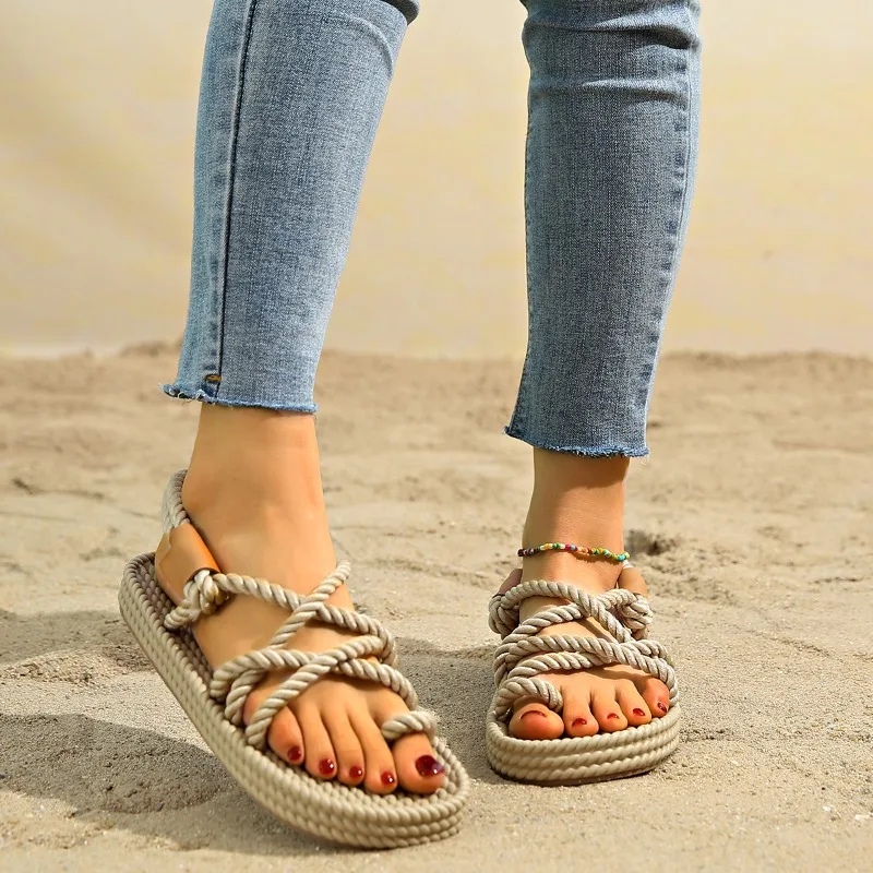 2025 NEW Women Flats Open Toe Sandals Comfortable Casual Shoes Soft Sole Breathable Sandals Women'S Beach Sandals - Image 6
