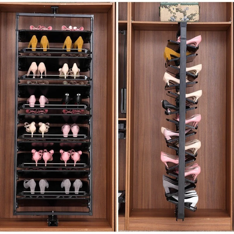Shoe rack rotation multi-layer 90-degree flip cloakroom side installation large capacity 360 ° rotary entrance household cabinet