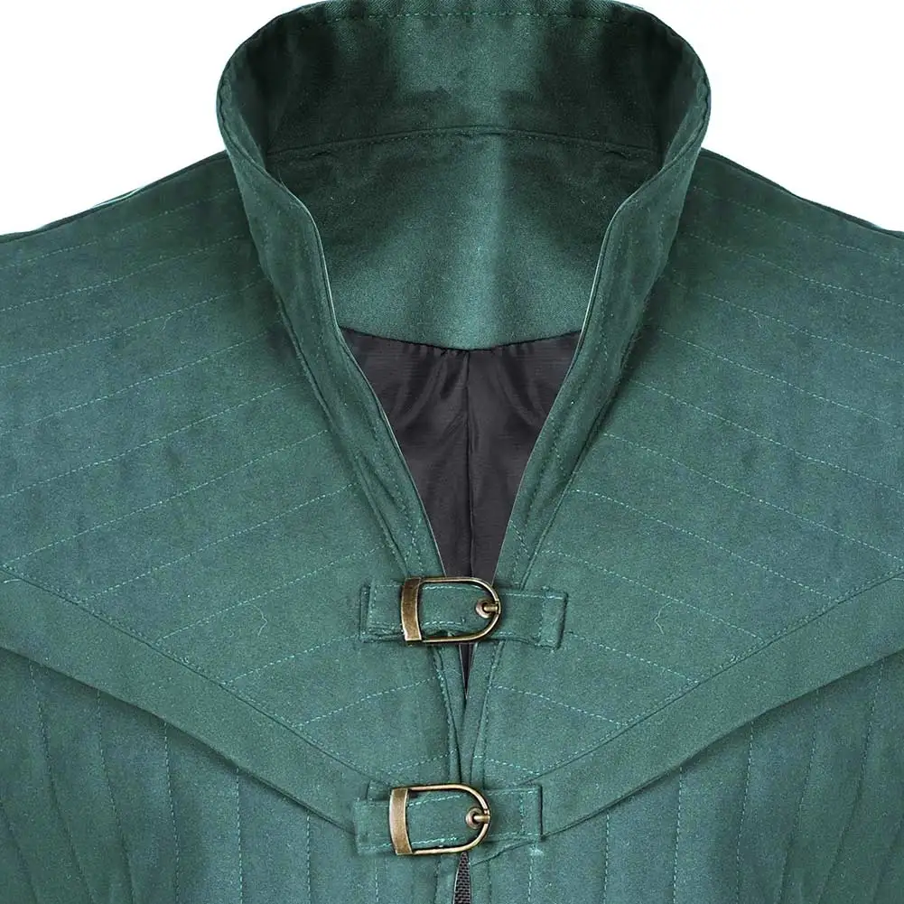 Flynn-Costume Cosplay de Style Médiéval pour Homme, Gilet Vert et Bleu, Déguisement d'Halloween, Carnaval Imbibé