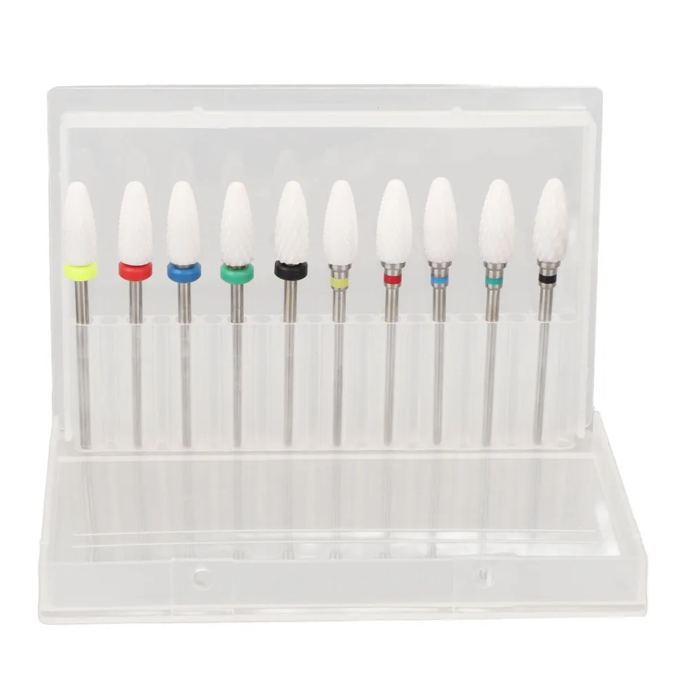 10pcs Multi-purpose For Grinding, Cleaning And Polishing Nail Drill Bits Organizer Manicure Grinding Head Holder