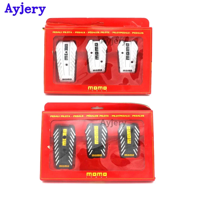 

AYJERY 3Pcs/Set MOMO Style Nero Car Racing Pedals Alu Universal Manual Brake Pedal Foot Pedal Non Slip Black Sport Racing Pedals