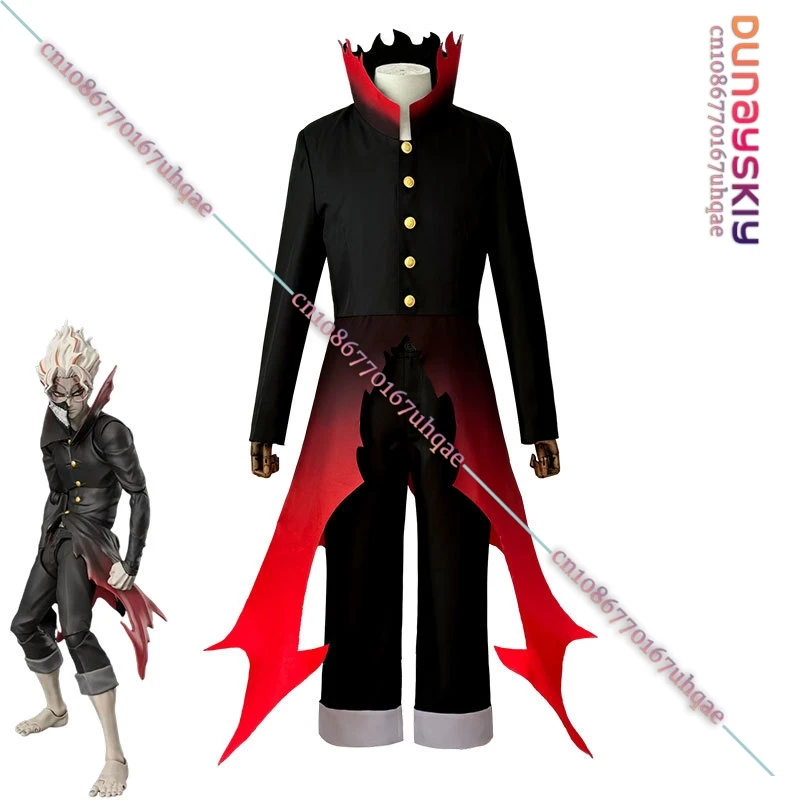 Dandadan Okarun Ken Takakura Cosplay Costume High Necked Necked Trench Coat Red Black Outfit Curly Short Hair Halloween Suit-25