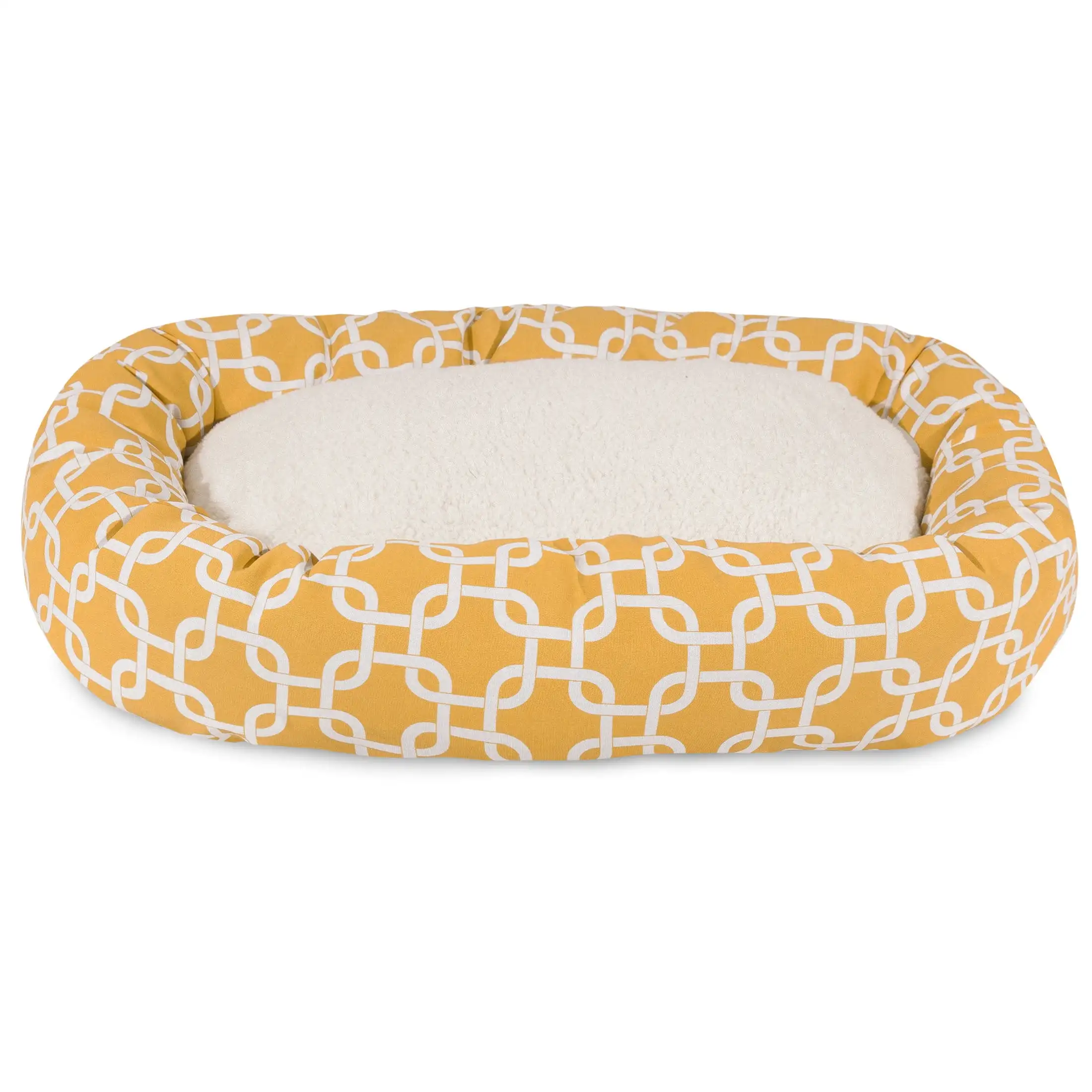 

Sherpa Links Bagel Pet Bed for Dogs, Calming Dog Bed Washable, Small, Yellow