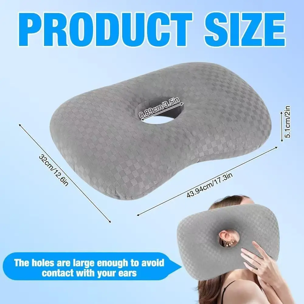 Ear Hole Side Sleeper Pillow Ergonomic Neck Support Pillow Anti Ear Pressure Pillow for Pierced Ears Earache Relief Sleeping Pil