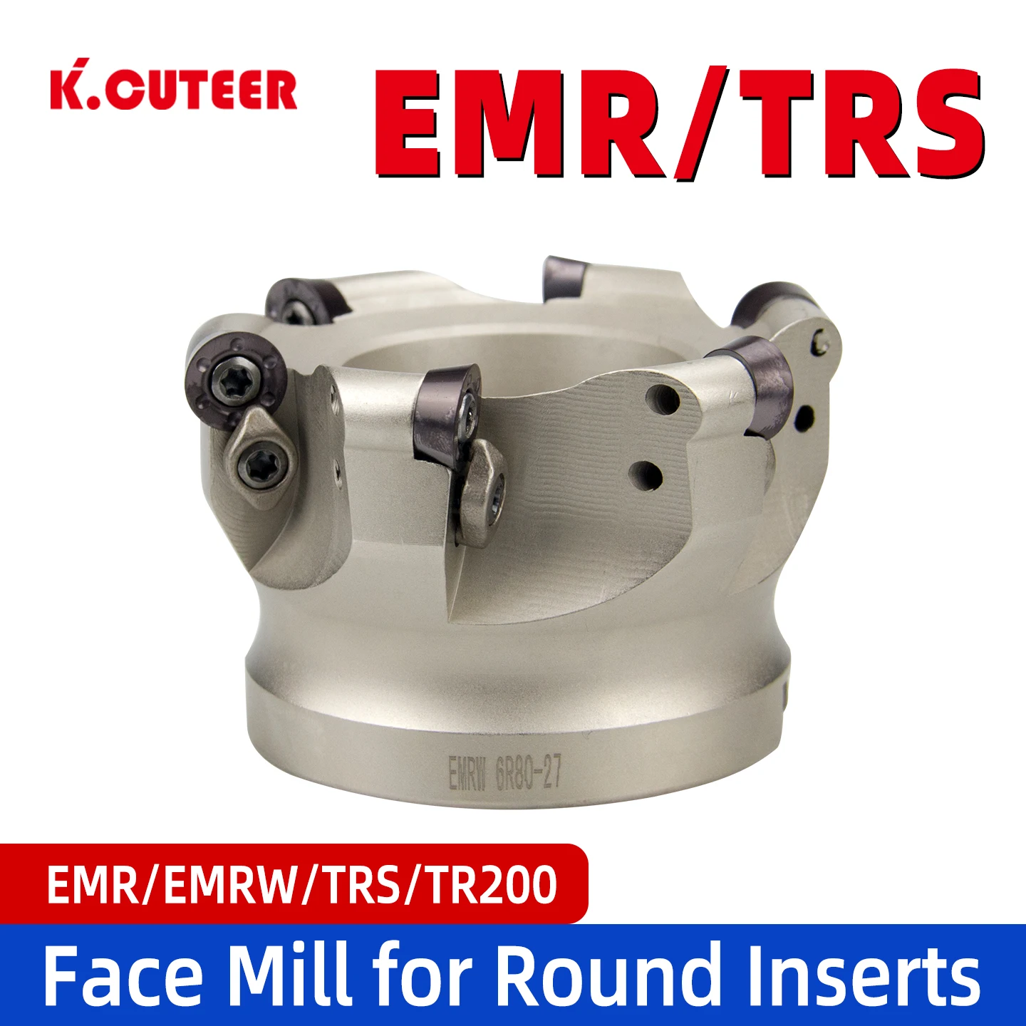 EMR 5R50/EMRW 6R50/TRS 6R50/TR200 5R50 4T Face Milling Cutter Holder CNC Lathe Machine Tool for RPMW Round Carbide Inserts