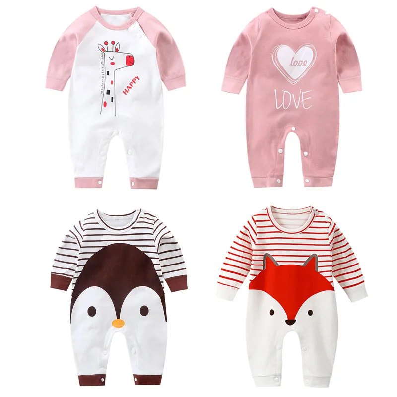 

0-12M Newborn Baby Girl Romper Long Sleeve Infant Boy Jumpsuit Toddler Climbing Outfit Ha Clothes Children Romper Overalls A743