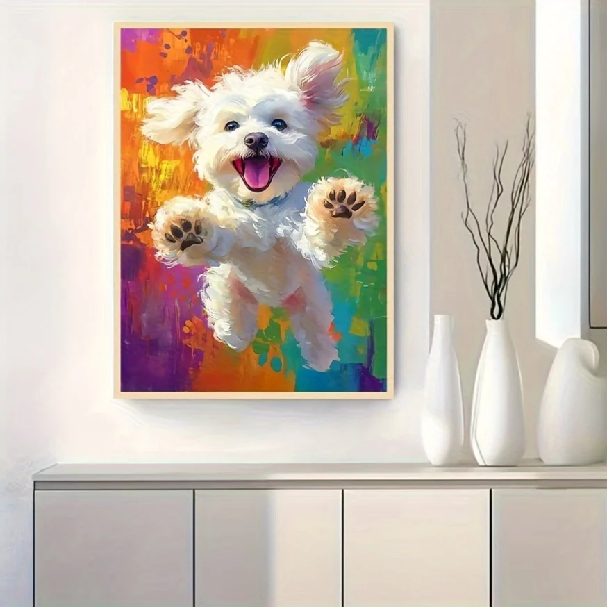 DIY Pictures By Number Cute Bichon Dog Kits Painting By Numbers Drawing on Canvas Hand Painted Picture Art Gift Home Decor