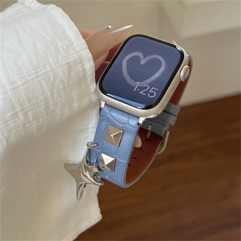 Ремешок Y2k кожаный для Apple Watch Band Ultra2 49 45 44 41, роскошный браслет с подвеской в виде ящерицы для часов серии 9 8 7