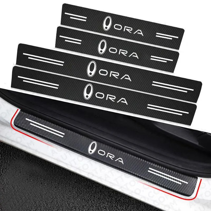 Carbon Door Sill Plate Protector Stickers For Great Wall Ora Good Cat GT Ballet Ca tWhite Cat IQ Flash Cat Black Cat Accessories