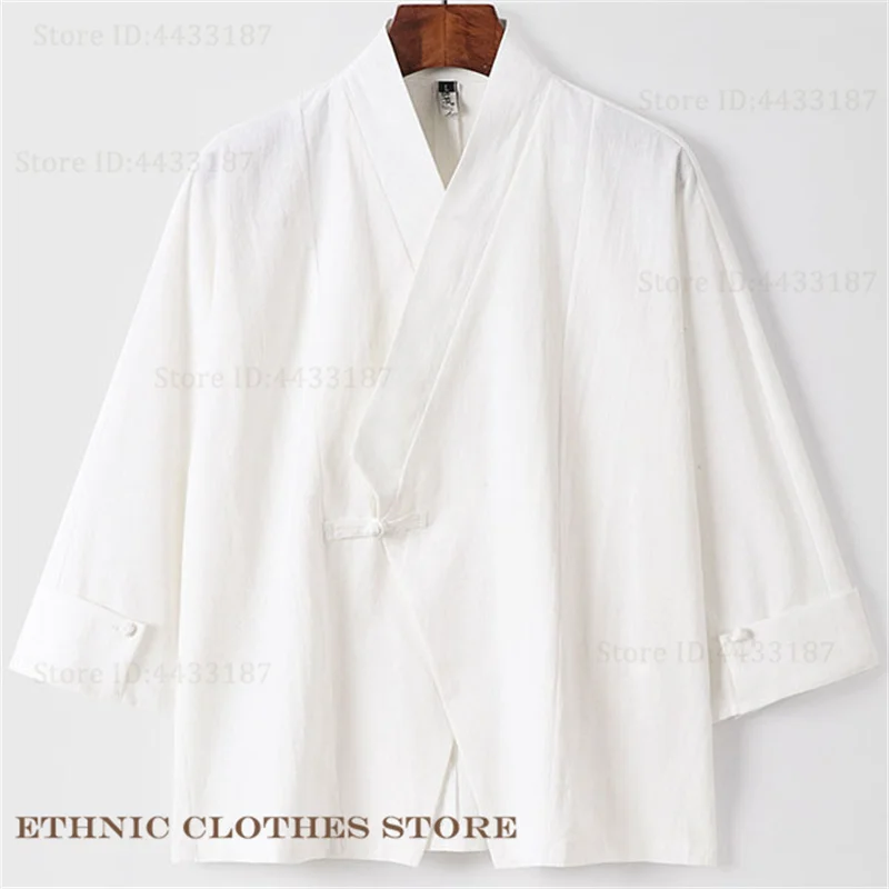 Cardigan Kimono japonais en coton et lin, grande taille 3XL-9XL, rétro Haori Yukata, hauts Harajuku, vestes Kimono, vêtements d'extérieur, chemise ample pour hommes