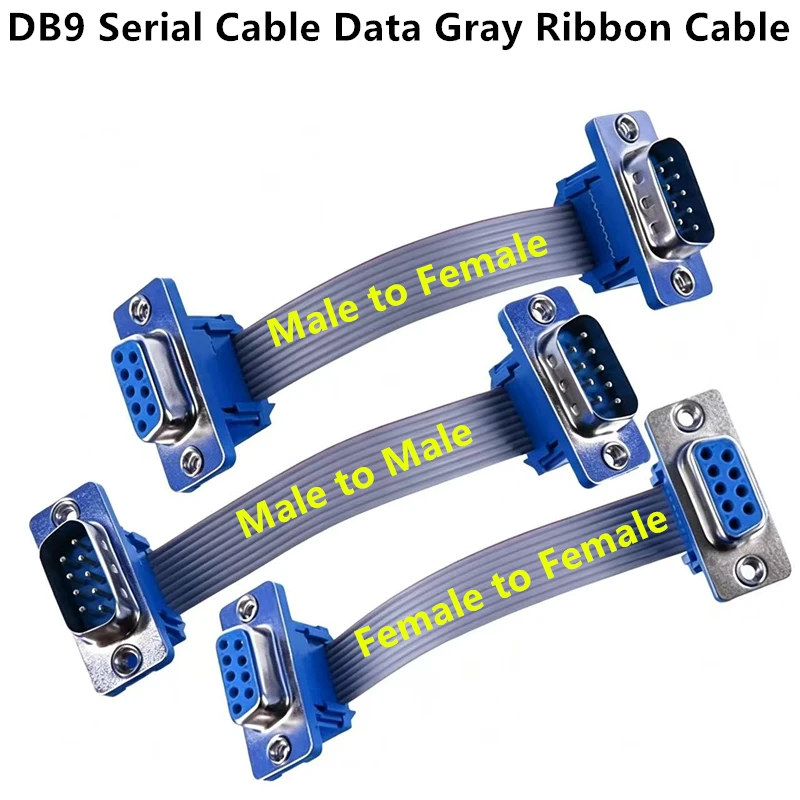 DB9 Serial Cable Male To Female RS-232 Data Cable Female To Female Gray Ribbon Cable Male To Male COM Port Adapter Cable