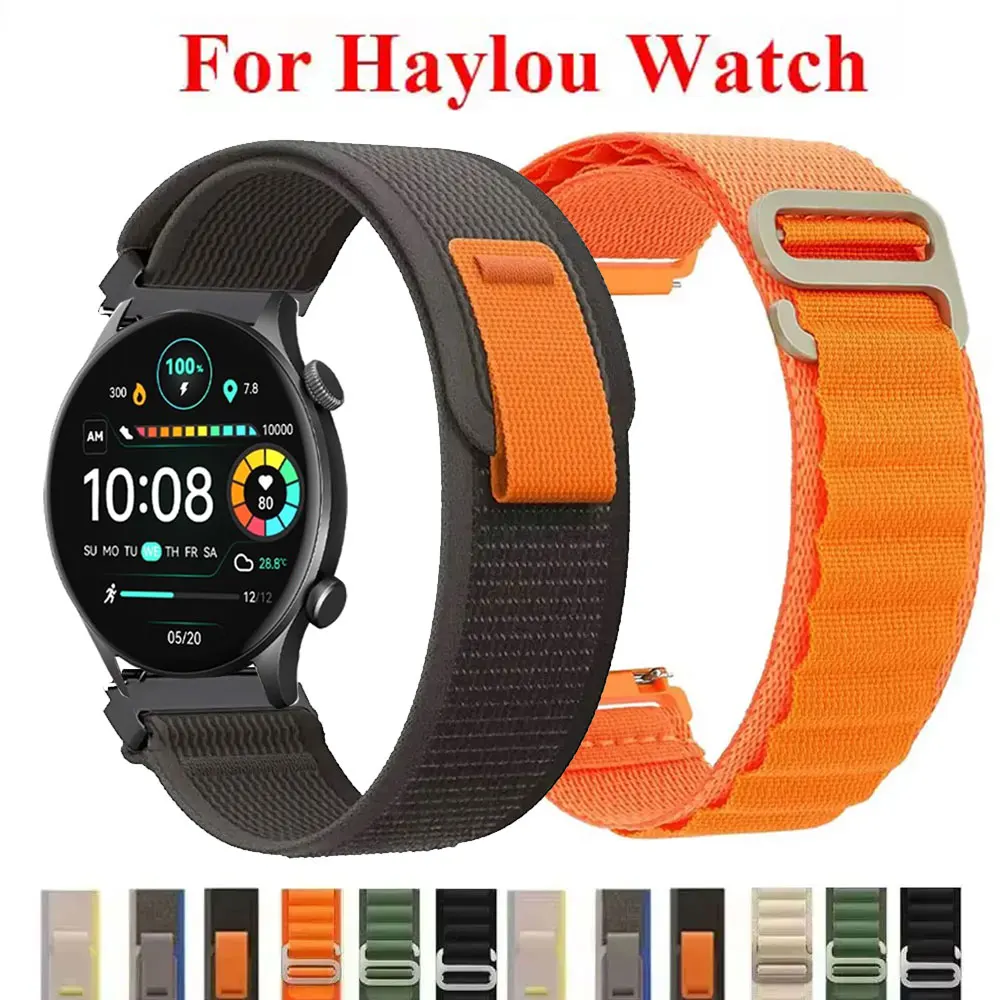 22mm Nylon Loop Strap For HAYLOU Solar Ultra Smartwatch Bracelet Sport Correa For Haylou Solar Solar 5/Watch 4 4S/RS5 R8 S8 RT3