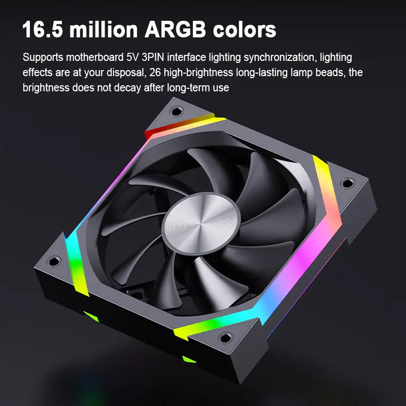 UPSIREN ZF-120 コンピュータケースファン 12 センチメートル ARGB 4Pin PWM 静音冷却ファン 12V 大風量 45CFM/600-1500RPM 使用 26 ランプビーズ