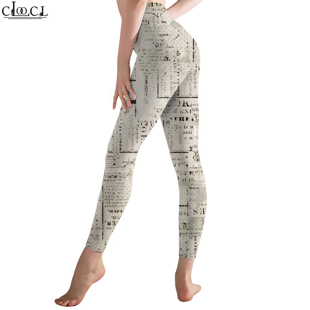 CLOOCL Novità alla moda Pantaloni da allenamento Donna Legging senza cuciture Modello Stampa di giornali Pantaloni Legins Abbigliamento