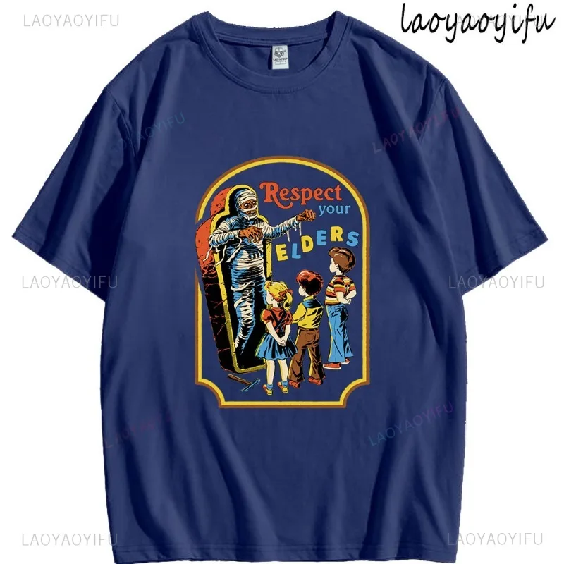 

Respect Your Elders Theme Print T-shirt 100%Cotton Street Fashion Men's Women's Trend Casual Tops Summer O-Neck Breathable Tee