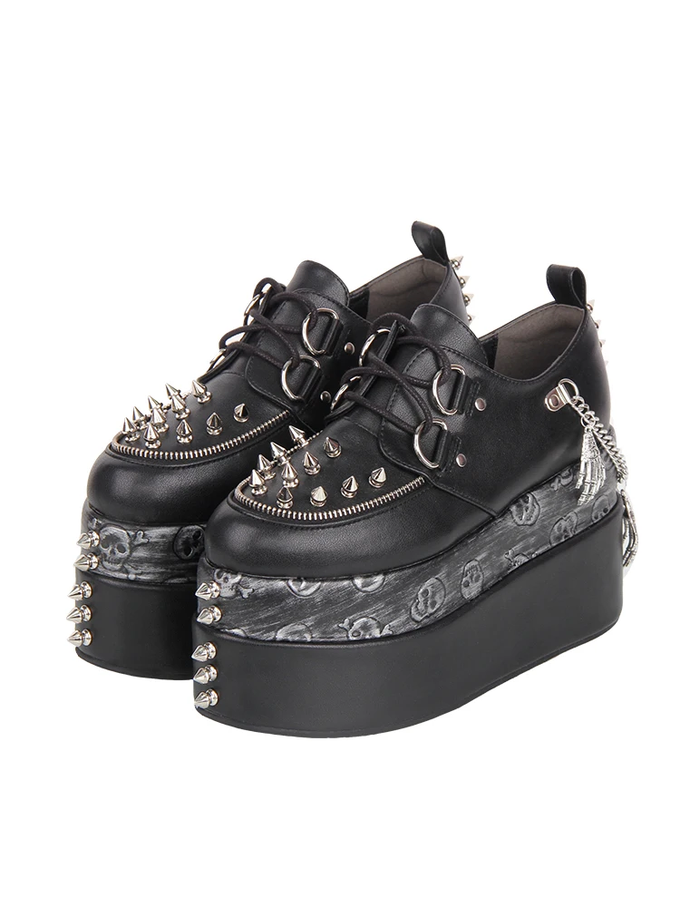 2025 Lolita Punk Punk Shoes Pointed High Heels Thick Bottom Decorative Sponge Cake Shoes Japanese Retro Gothic Girl Single Shoes