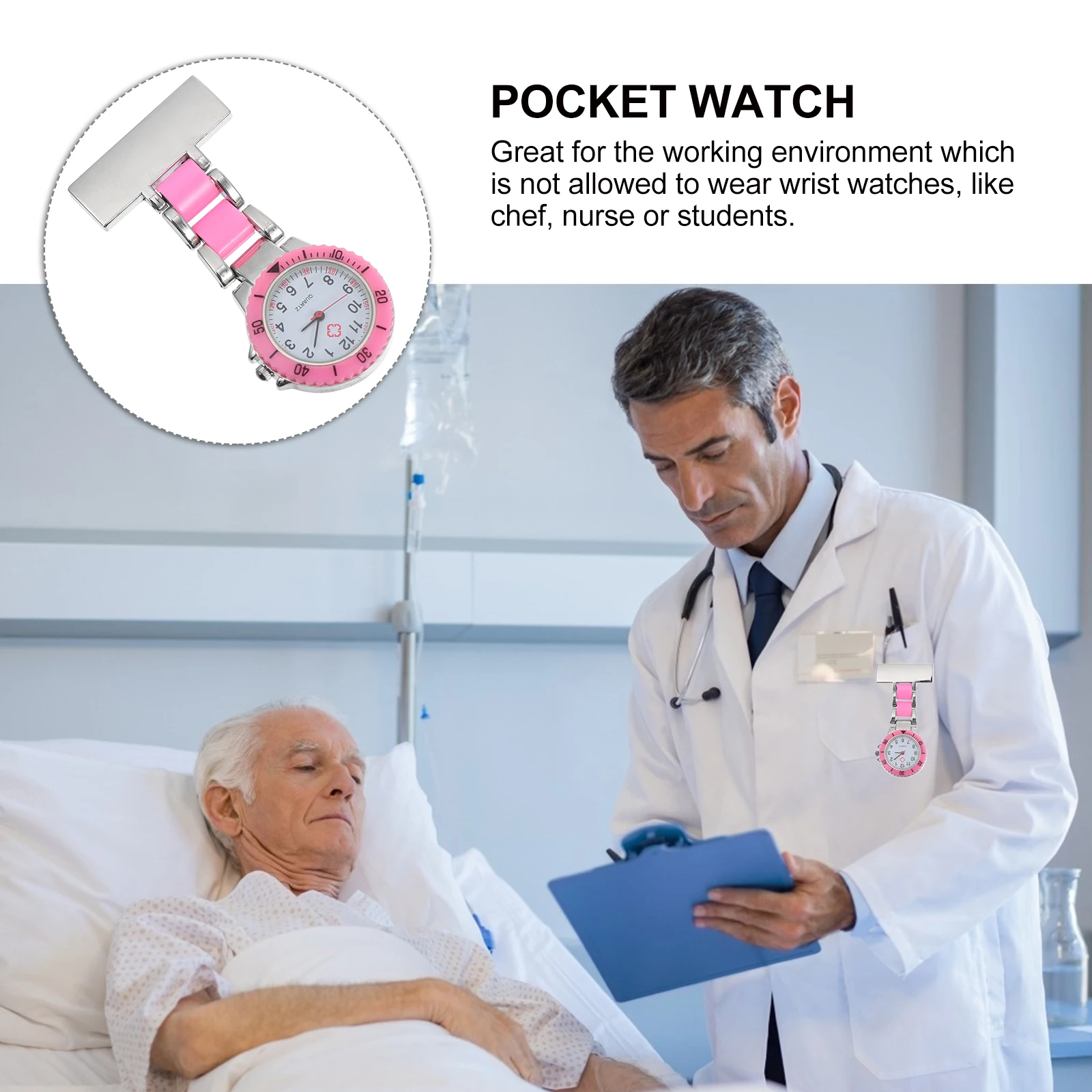 

Student Exam Pocket Watch Pink Hanging Quartz Movement Timepiece Quartz Movement Watch for Women Chef Nurse Students