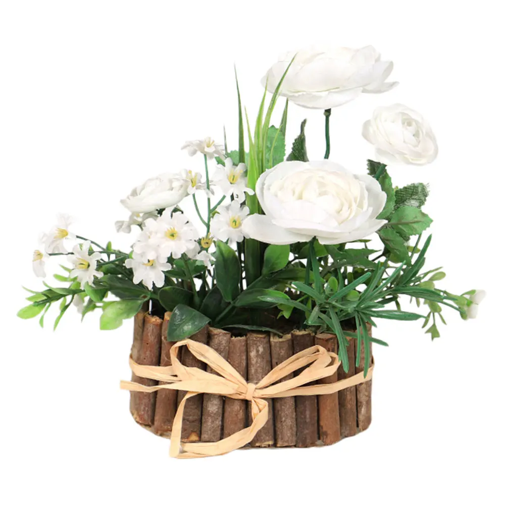 

Artificial Flower Plants Simulation Potted Bonsai Decor Green Fake Wooden Plant Home Office Garden Desk Cafe Decorative Mini