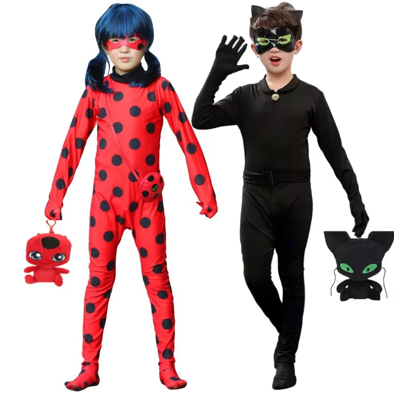 Disfraz de gato negro con máscara para niños, ropa de actuación para escenario, fiesta de carnaval, Anime