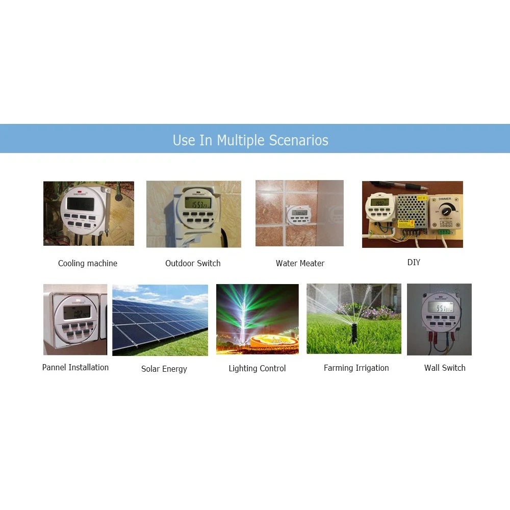 Kitchen Timer 12v DC Sinotimer TM618H-4 High Precision Electronic LCD Digital Programmable Socket Timer 6.0 Cm * 3.0 Cm * 3.0 Cm