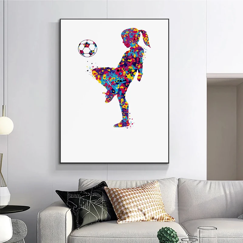 Football Sports Cartoon Image Posters and Prints Modern Abstract Art Canvas Painting Wall Art Pictures Home Bar Room Decoration