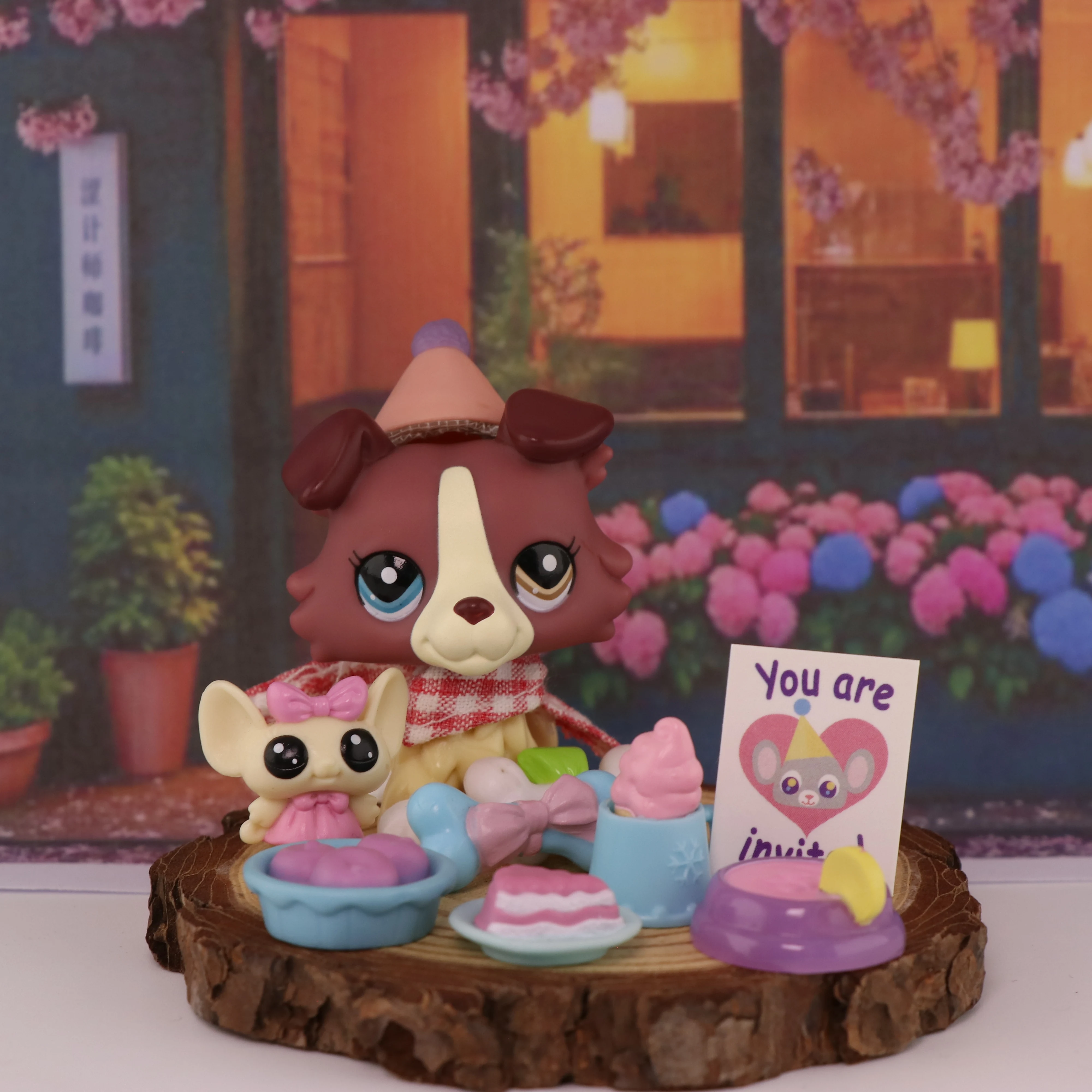 

LPS Minilpsshop Pet Shop Bobble Head Cute Toy Collie And Accessories Children's Gift for Boy and Girl Collectible Ornaments