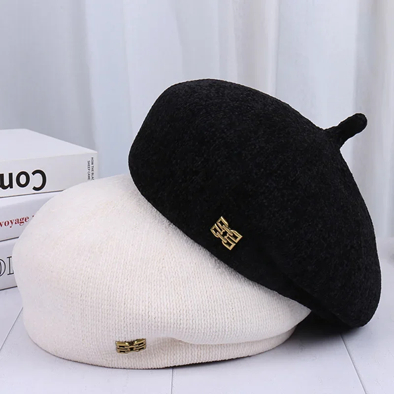 Winter berets caps for women soft and comfortable knitted warm painter\'s hats vintage pumpkin hat lolita hat boinas para mujer